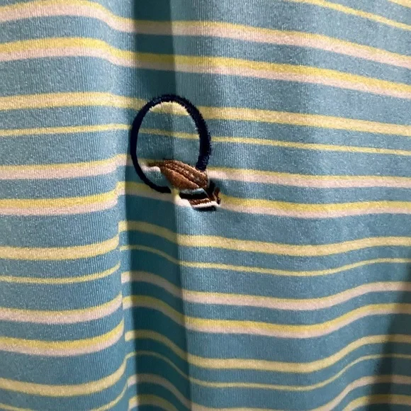 Peter Millar Summer Comfort SS Blue Stripe Polo Golf Shirt Size Large - Picture 3 of 4